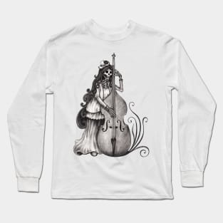 Sugar skull playing double bass day of the dead. Long Sleeve T-Shirt